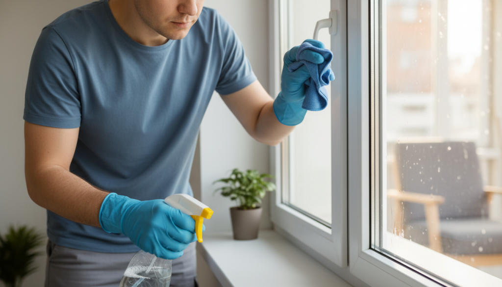 Reinigung von Fensterrahmen aus Kunststoff
