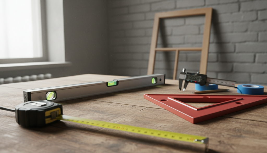 Werkzeuge zum Ausmessen von Fenstern